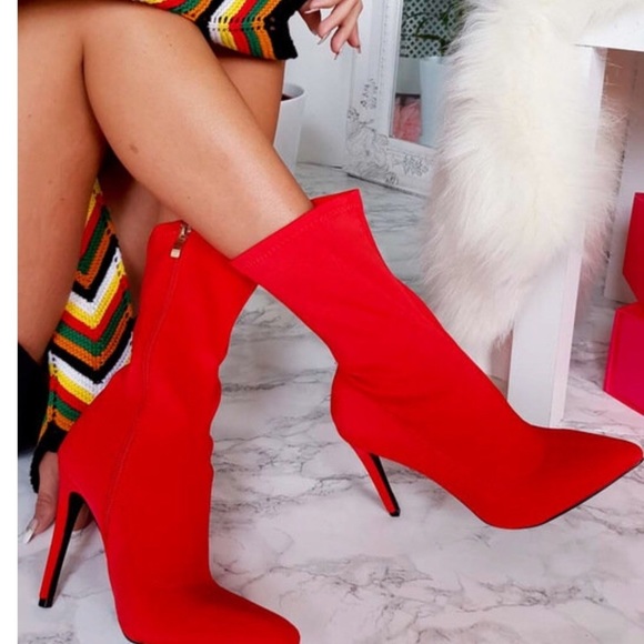 high heel boots red